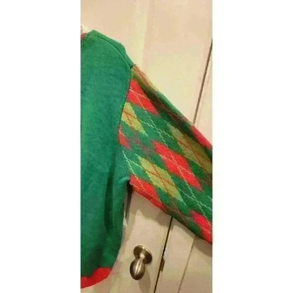 Jolly Sweaters T-Rex Disco Ugly Christmas Sweater Size 2XL Red Green - Picture 4 of 7